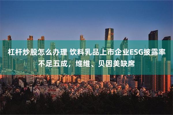 杠杆炒股怎么办理 饮料乳品上市企业ESG披露率不足五成，维维、贝因美缺席